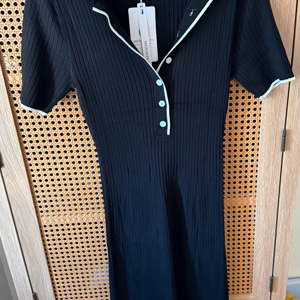 Black Maxi Dress with White Trim